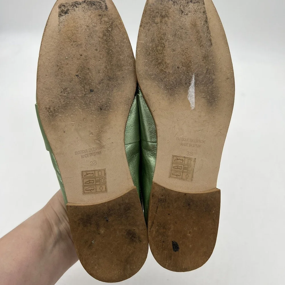 Free People Women's Metallic Green At Ease Slip On Mule loafer 6.5US (38EUR)